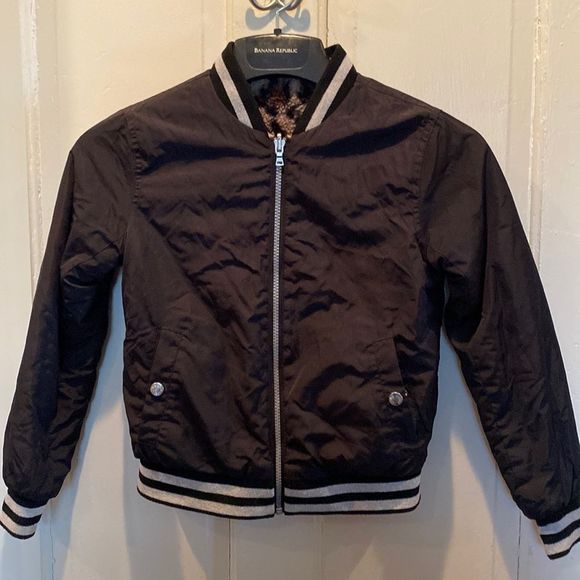 Justice Other - Justice girls reversible bomber jacket black and leopard print size 8